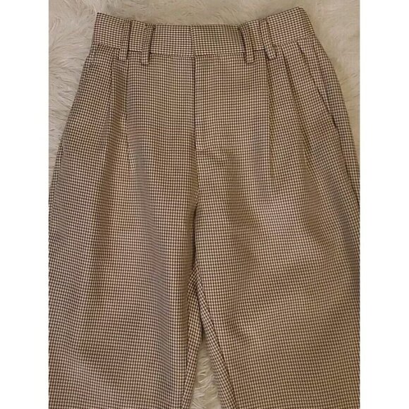 Steve Madden Houndstooth Trousers Size 2 Elastic Waist Brown And White Work - Picture 2 of 10